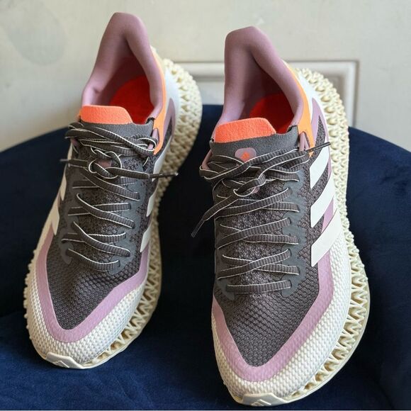 ADIDAS 4D FUSIO WOMEN’S RUNNING SHOES –GRAY / LILAC PURPLE / ORANGE –SIZE 8.5 US - Picture 9 of 17